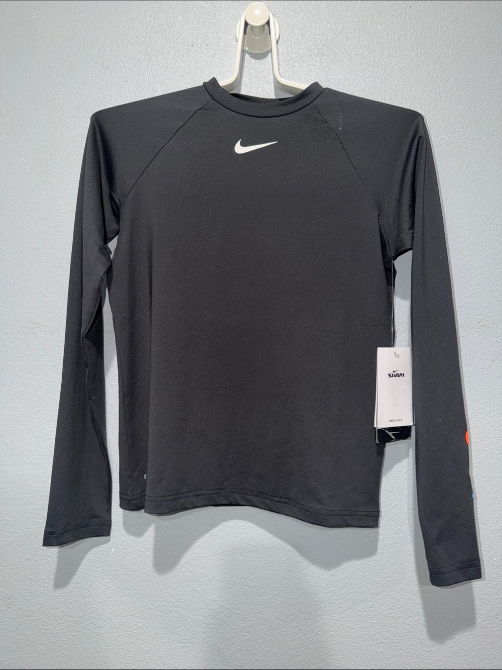 Nike Black Long-Sleeve Crew with White Swoosh